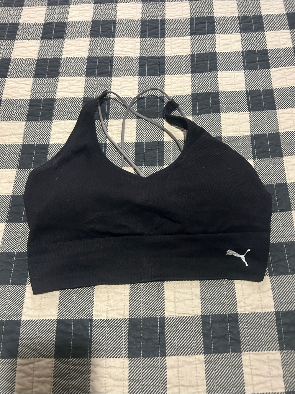 Puma Black Seamless Strappy Sports Bra